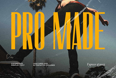 Pro Made Display Font condensed condensed font condensed sans serif condensed typeface cool font display header headline headline font ligature logotype magazine font modern opentype poster font pro made display font sticker font title