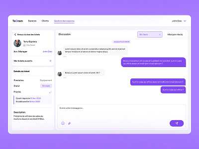 Tickets Management chat dashbo dashboard saas ui ux