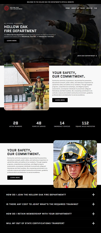 Hollow Oak Fire Department design graphic design ui ux web design webflow website