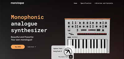 Korg Monologue design graphic design homepage mockup ui ux