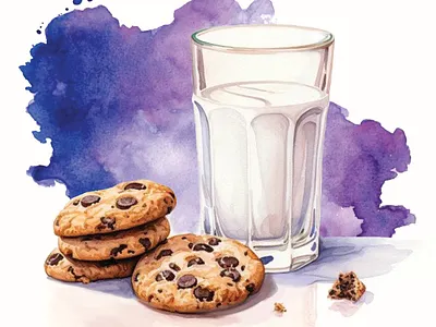 Water colour Food illustration biscuits food food illustratiuon milk water colour watercolour illustration