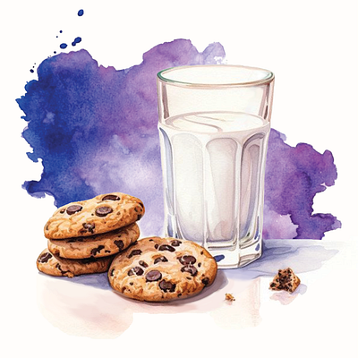 Water colour Food illustration biscuits food food illustratiuon milk water colour watercolour illustration