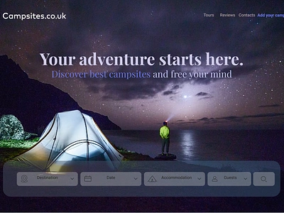 Campsites home page campsite design homepage ui ux website