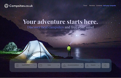 Campsites home page campsite design homepage ui ux website