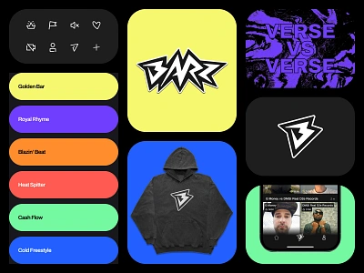 Identity for Barz: A rap battle mobile app branding design graphic design icons identity logo logomark logotype mark