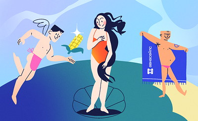 How not to gain weight on vacation angel beach body character character design corn emotion girl illustration sea travel venus woman