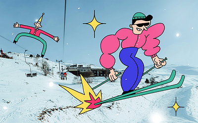 go skiing boy character character design illustration sliing travel winter