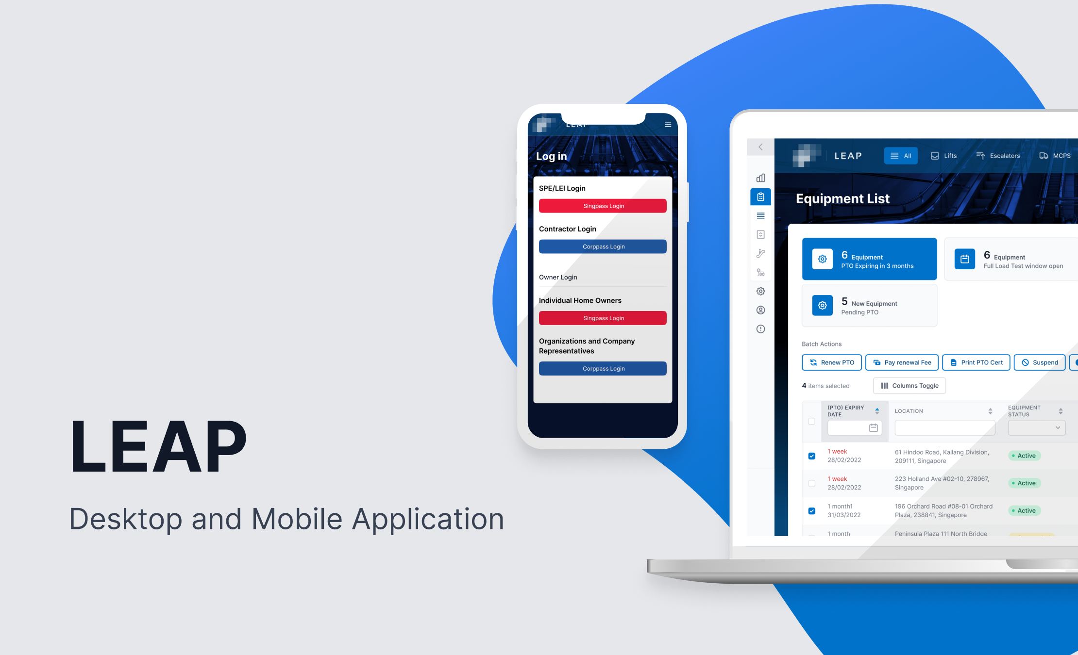 LEAP desktop application forms graphic design mobile app motion graphics prototyping ui ux