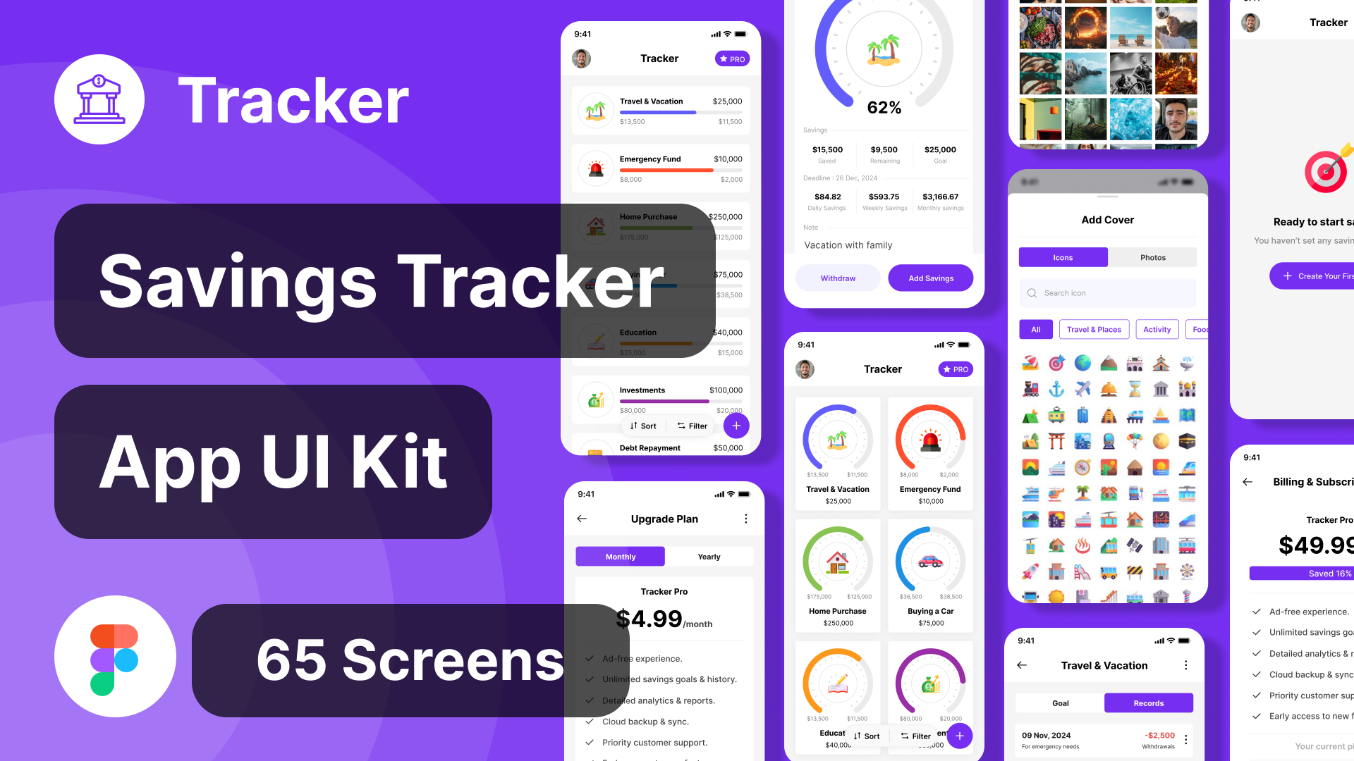 Savings Tracker App UI Kit app ui kit budget management expense tracker financial app financial tools mobile app design personal finance savings tracker uiux design