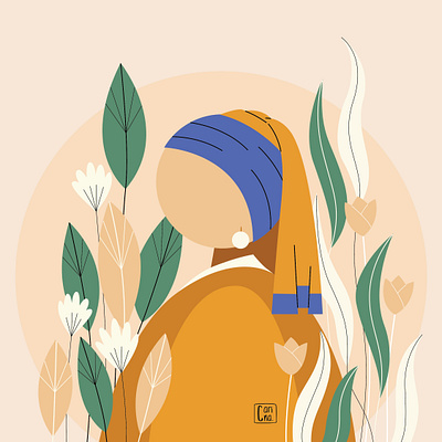 Girl with a Pearl Earring 2.0 illustration pearl earring vector illustration