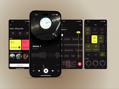 Future of Music Production - ein-des-ein.com android app design equaliser game ios music player product design ui ux vinyl