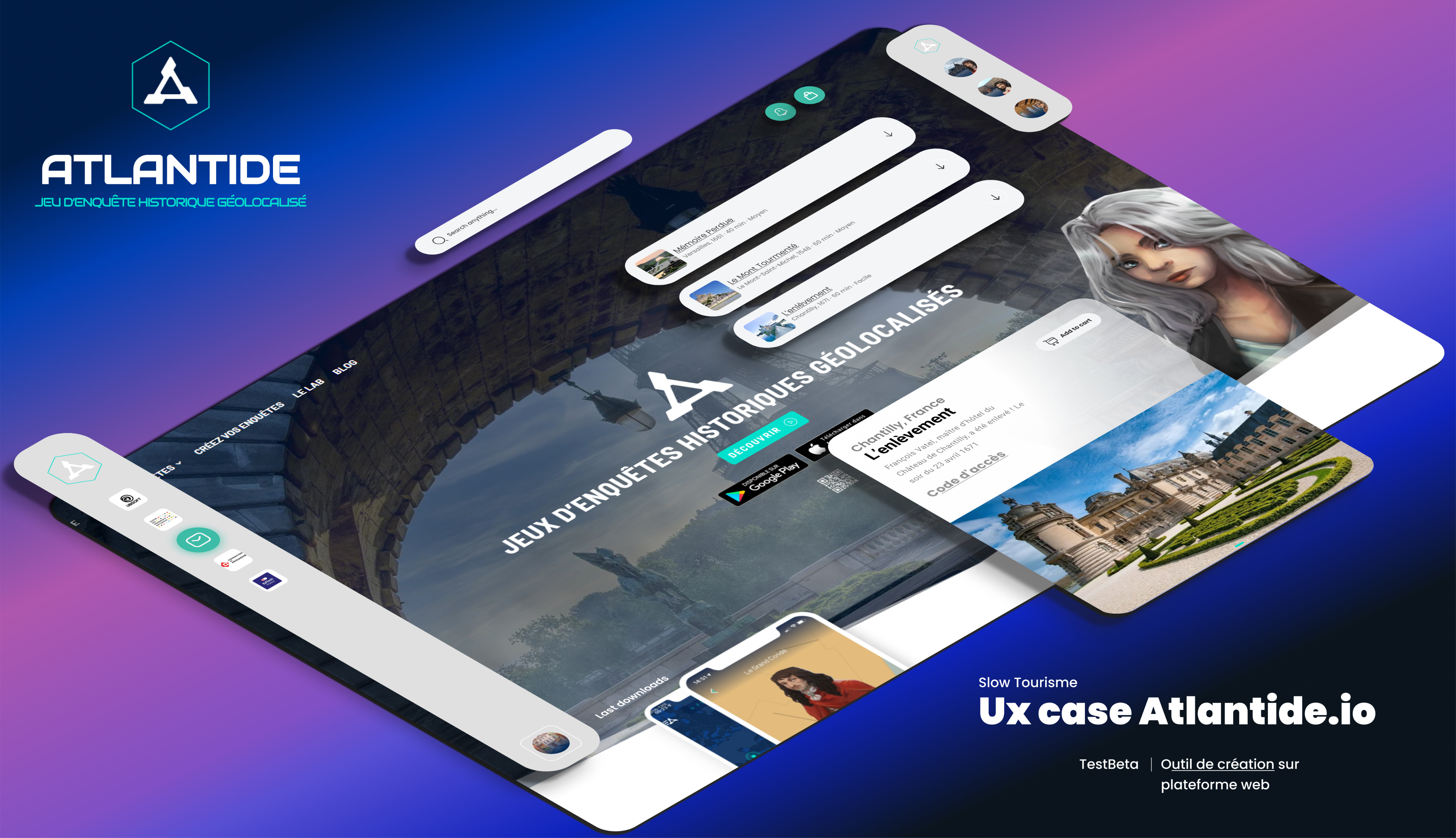 UX / UI design : Atlantide Studio adventure game customer experience educational game empathy map game design interactive design interactive map storyboard ui design user journey ux design visual design web interface wireframe
