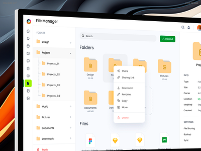 File Manager file file details file managment folder view illustration mockup oguz ui