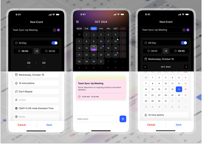 Plan Snap - Mobile App Design calendar app figma mobile app ui design