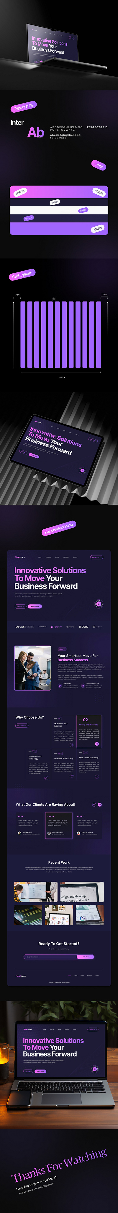 Nexovate - Business Innovation & Technology Landing Page animation branding discover figma innovation landing page product design tech web page technology landing page typography ui uiux web design