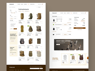 Product listing and cart page of the e-commerce website app mockup branding cart page ecommerce listing page product shopping cart ui ui design uiux ux design ux designer webdesign