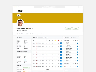 Player Profile - Web design football messi player player profile profile ronaldo sports ui ui design ux ux design
