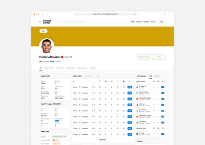 Player Profile - Web design football messi player player profile profile ronaldo sports ui ui design ux ux design