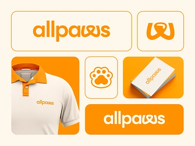 Allpaws brand branding cat cute dog logo muzzle paw paws pet pets snout typography