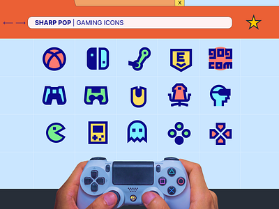 New POP Icons style in SHARP : GAMING! branding classic design game gaming gaming icons geometric icons minima pop pop icons retro icon sharp icons streamlinehq ui vector