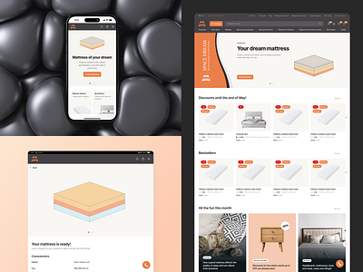 Dream Mattress Builder: Custom Comfort at Your Fingertips desktop e commerce mobile shop ui ux web web design