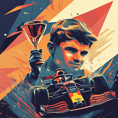 Max Verstappen Inspired Championship Winner Illustration - RB art branding car f1 graphic design illustration max verstappen