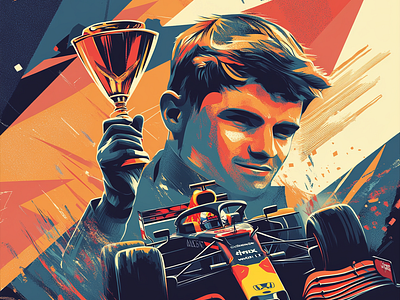 Max Verstappen Inspired Championship Winner Illustration - RB art branding car f1 graphic design illustration max verstappen