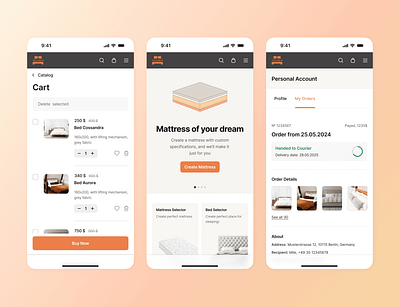 Seamless Shopping Experience: Customize Your Dream Mattress design e commerce mobile online shopping shop ui ux web web design