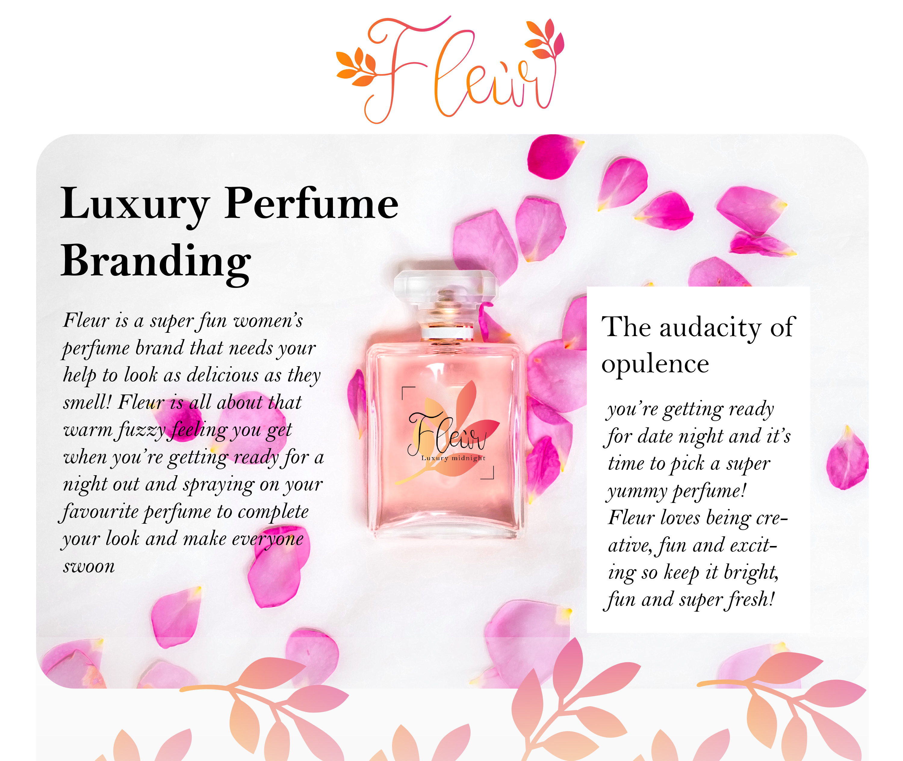 Fleur Luxury Perfume Branding Design 3d animation brand brand guidelines branding branding design branding in marketing branding style guides business branding company branding design design templates graphic design illustration logo logo brand guidelines motion graphics perfume brand ui ux