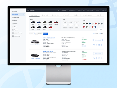 Inventory Management automotive clean filters inventory navigation ui ux