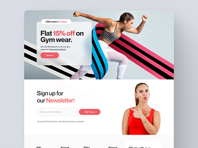 Website landing page dashboard figma gym offer ui website women