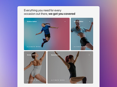 Bento Grid Sports shopping landing page animation bento grid branding ecom gym shopping ui