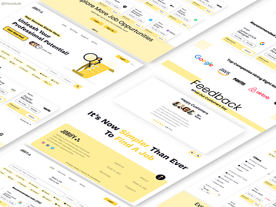 Job Finder Platform - UI Design beauitful beautiful branding clean cool design feedback figma graphic design homepage job job finder job search landing page logo modern ui ux vector yellow