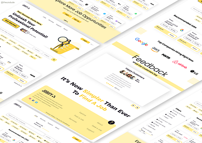 Job Finder Platform - UI Design beauitful beautiful branding clean cool design feedback figma graphic design homepage job job finder job search landing page logo modern ui ux vector yellow