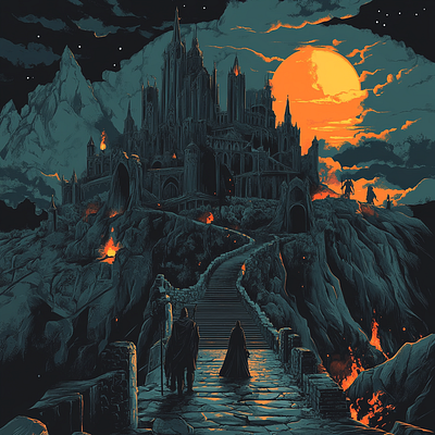 The Darkness Before The Light art castle design graphic design illustration sun