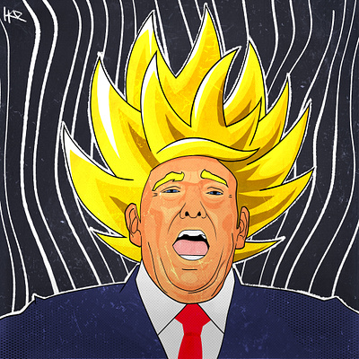 Trump has got all the power drawing graphic illustration illustrator portrait supersaiyan trump vector