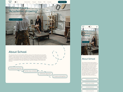 UX/UI Design. Landing page: Online course "Academic Drawing" design interaction design landing page ui ux web design wireframe