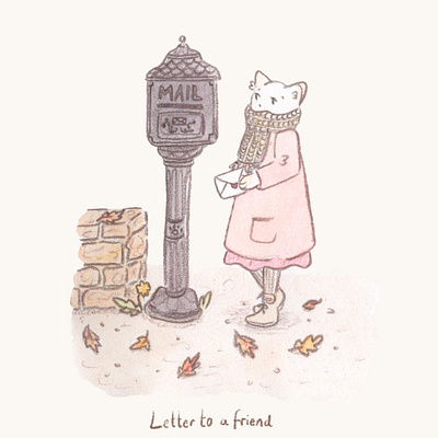 Letter to a Friend artwork bookdesign cat cute design illustration watercolour