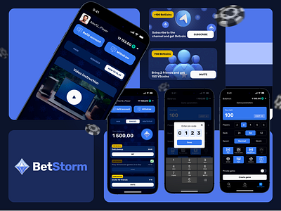 Game Design for a Gambling Project with crypto currency app blockchain blue bot branding crypto darkmode design gambling gamebot gaming illustration logo mobile ui ux web3