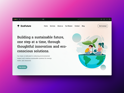 EcoFuture Web Design Concept branding dailyui environmental graphic design hero section landing page sustainable ui user experience user interface ux web design website