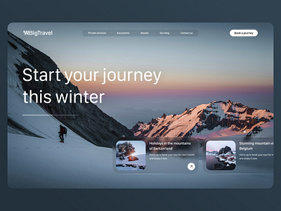 Website design for a company specializing in tours branding design holidays journey travel ui ui design ux uxui uxui design web design web site winter