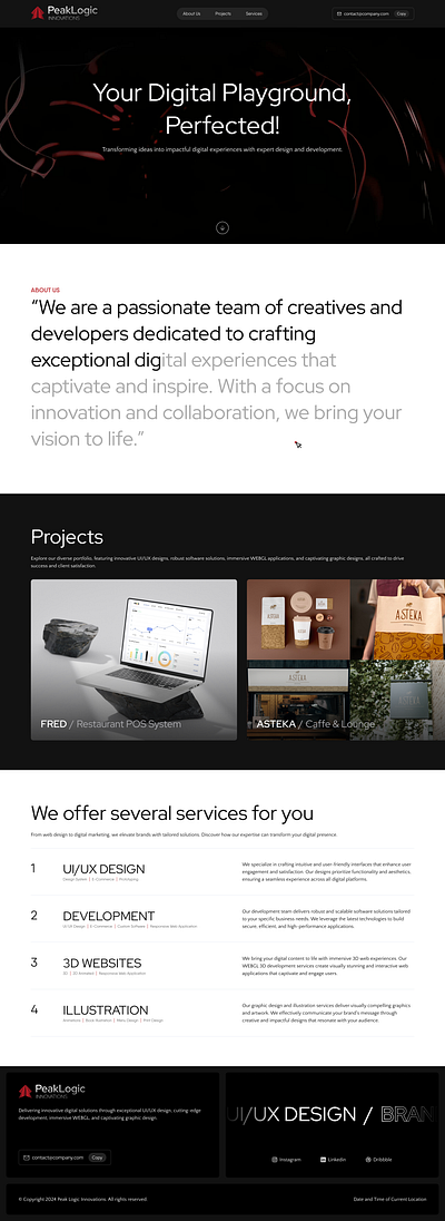 Agency Website | PeakLogicInnovations branding landing page projects ui ux