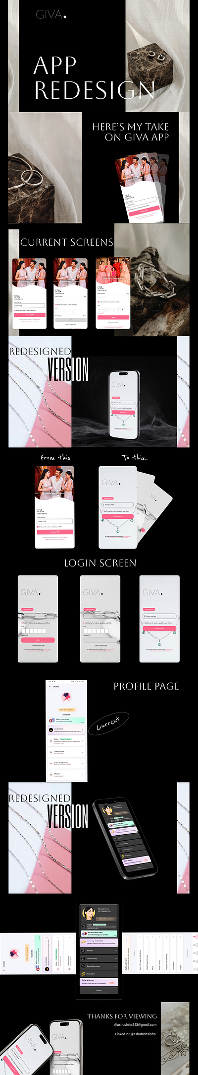 Giva App, Profile Page and Login Screen Redesign. app redesign branding logo redesign ui uiux ux