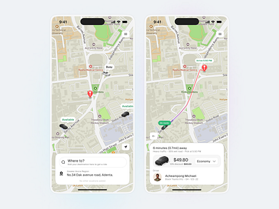 Ride hailing mobile app appdesign delivery mobileapp product design ride ridehailing uber ui ux