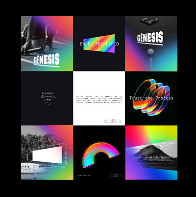 Génesis brand brand branding colors genesis gradient graphic design logo perspective rainbow steels style