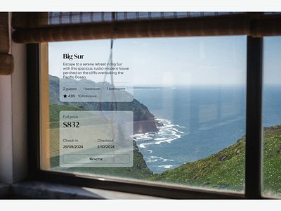 Cliffside Serenity: A Cozy Big Sur Retreat airbnb booking clean design concept design inspiration minimalistic nature new rent rent a house simple design travel traveling typography ui view web widgets