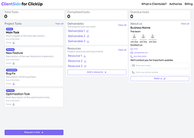 ClickUp Client Portal Ideation branding client portal ui