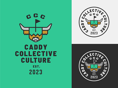 Caddy Collective Culture animal brand caddy cattle collective culture emblem equipment flag golf grass highland logo outdoor scotland shop sports symbol system tag