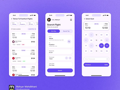 Flight Ticket Booking App animation app booking car cool design flat flight minimal mobile pwa saas showcase ticket ui