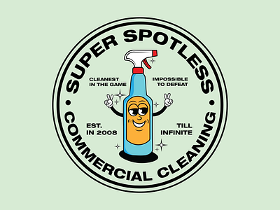 Super Spotless Spray Bottle Maid Cleaning Company Cartoon Mascot adorable brand branding cartoon cartoon character character character design cute fun funny graphic design illustration illustrator logo logo design mascot visual identity